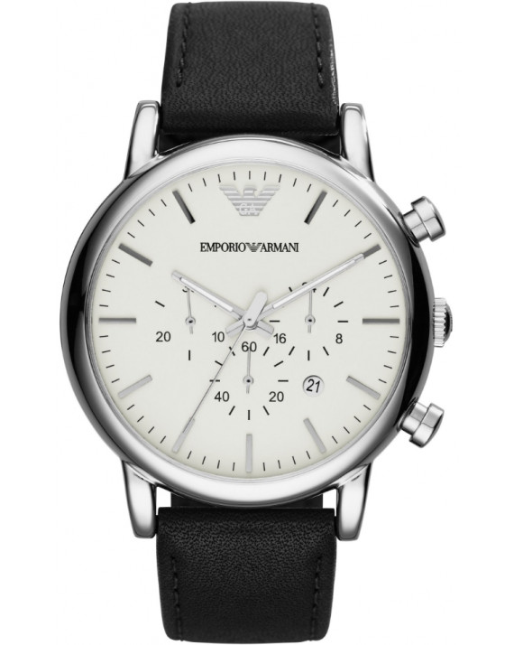 Argenté Cuir Noir Chrono Homme Argenté Cuir Noir Chrono Homme